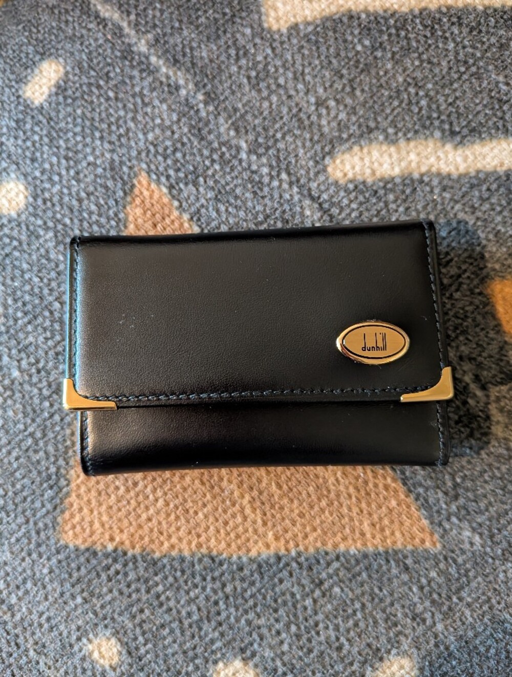 Vtg Rare 1980s 1990s Alfred Dunhill Black Leather Key Case Gold Hardware NWOT